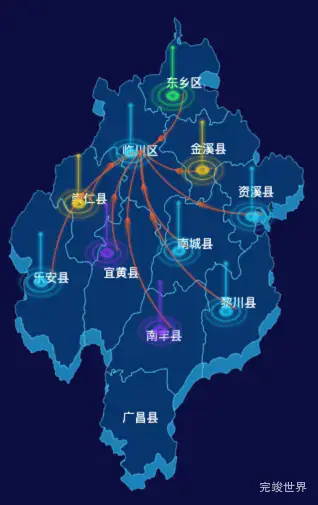 echarts抚州市地图飞线图实例